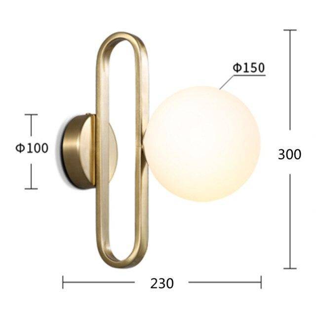 wall lamp LED wall design with gold ring and glass ball Sconce