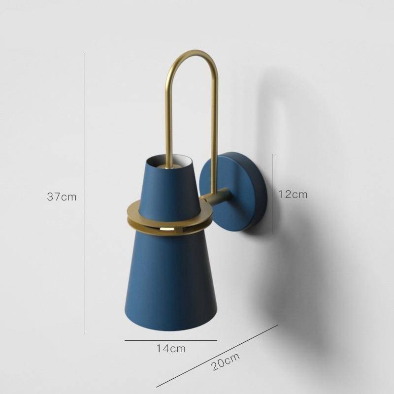 wall lamp conical LED design in coloured metal Retro