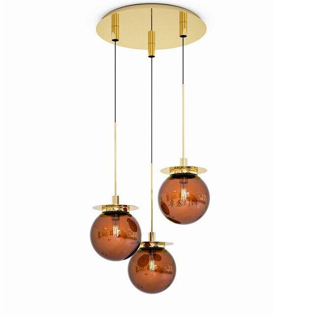 Suspension design en verre et base dorée Modern - vue 10 sur 11