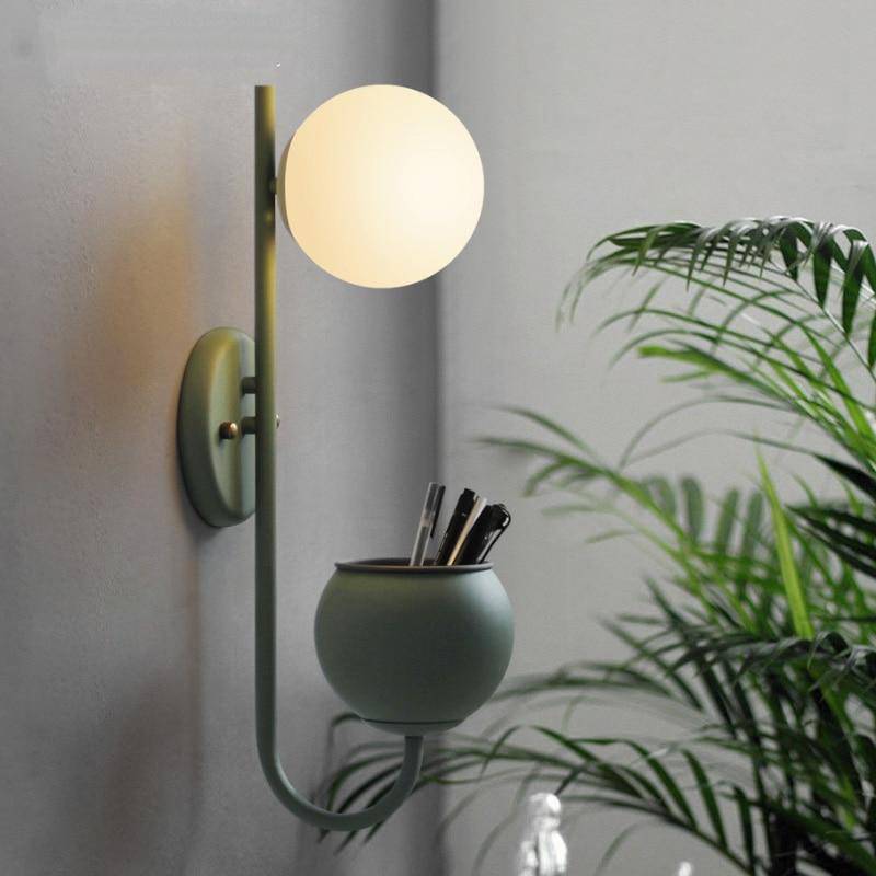 wall lamp LED wall design with pot and glass ball
