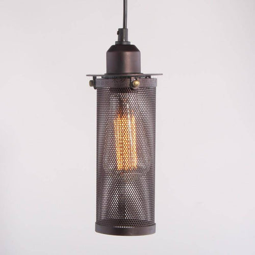pendant light cylindrical metal cage Bulb