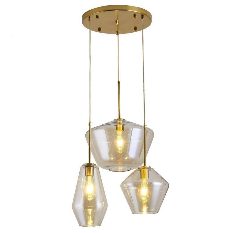 Suspension en verre fumé marron de plusieurs formes Cognac