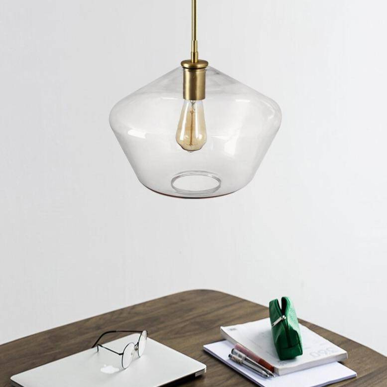 pendant light in brown smoked glass of several shapes Cognac