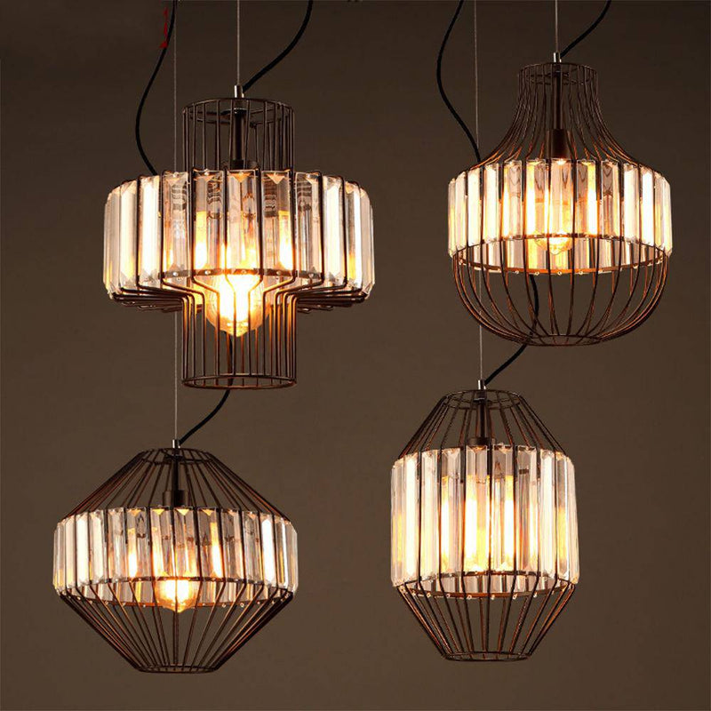 Suspension design en cristal à LED rétro Vintage