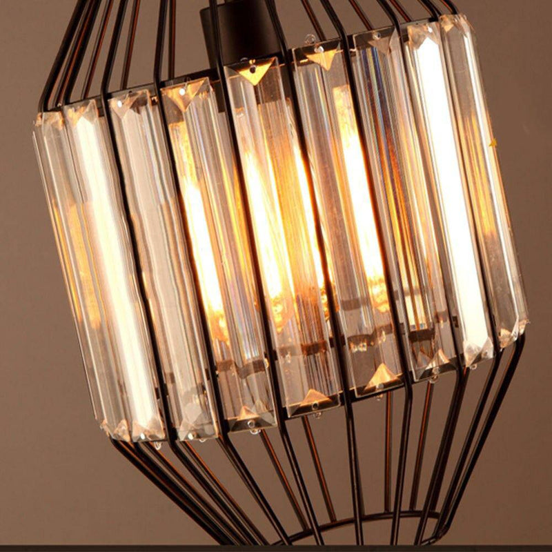 Suspension design en cristal à LED rétro Vintage