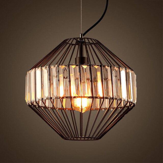 Suspension design en cristal à LED rétro Vintage