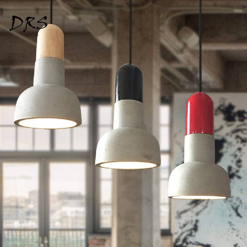 Lámpara de suspensión design estilo cemento y base de color nórdico