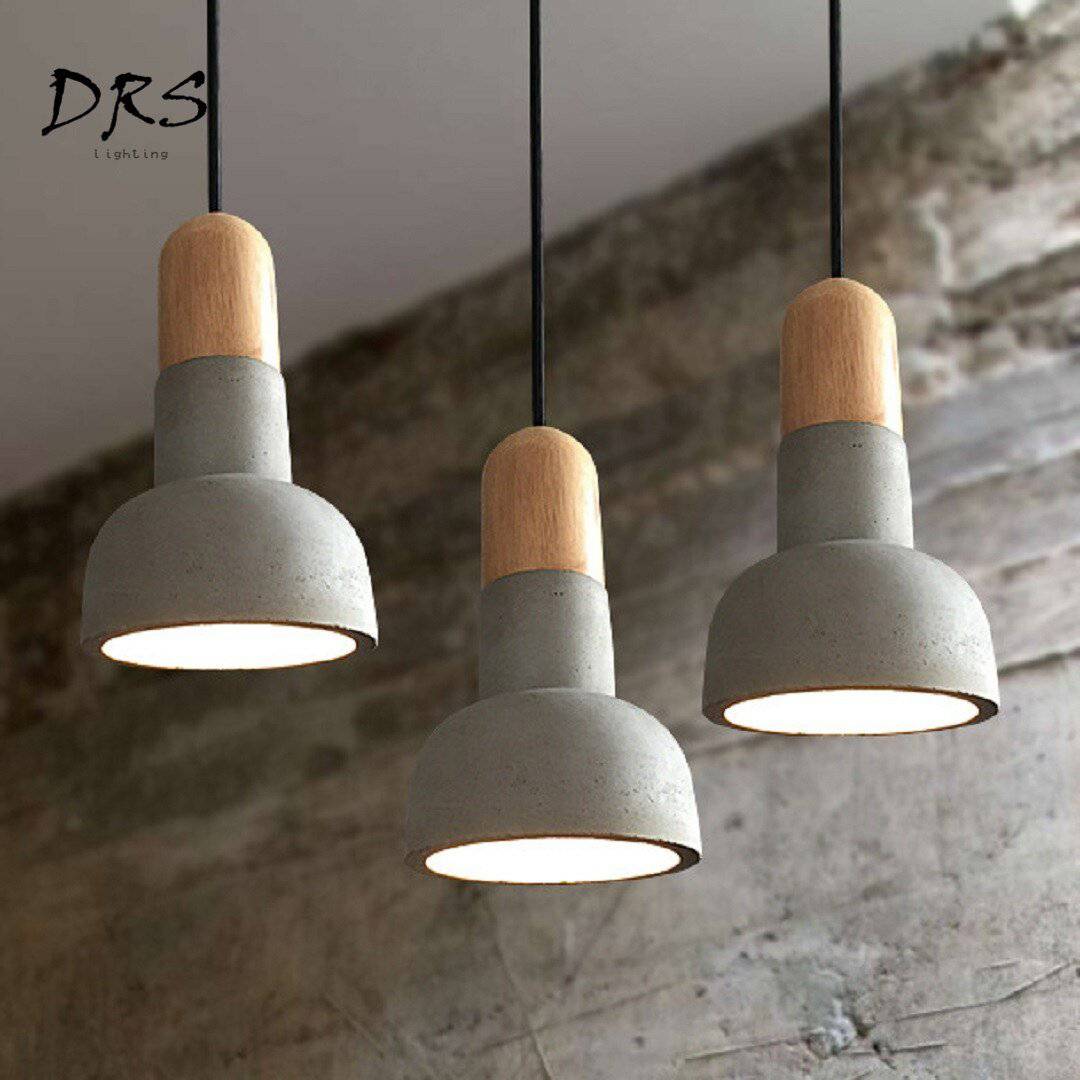 Suspension design style ciment et base colorée Nordic - vue 12 sur 12