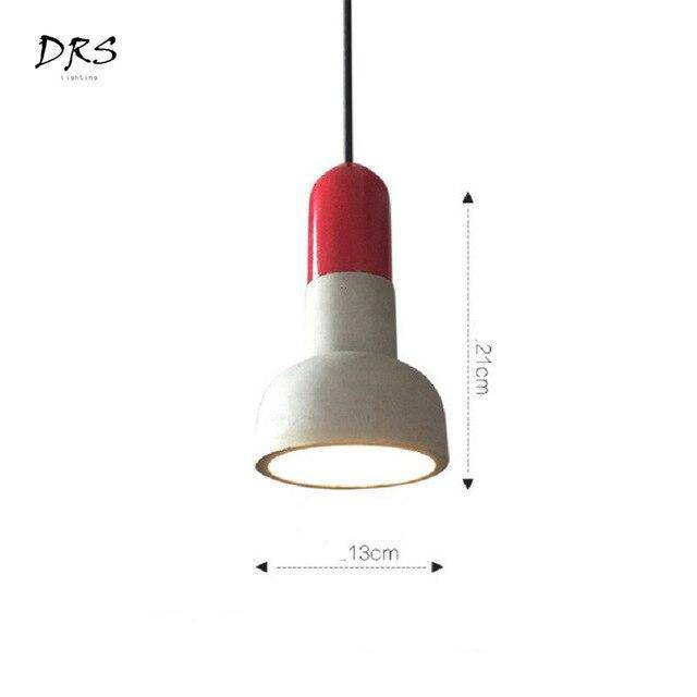 Suspension design style ciment et base colorée Nordic - vue 9 sur 12