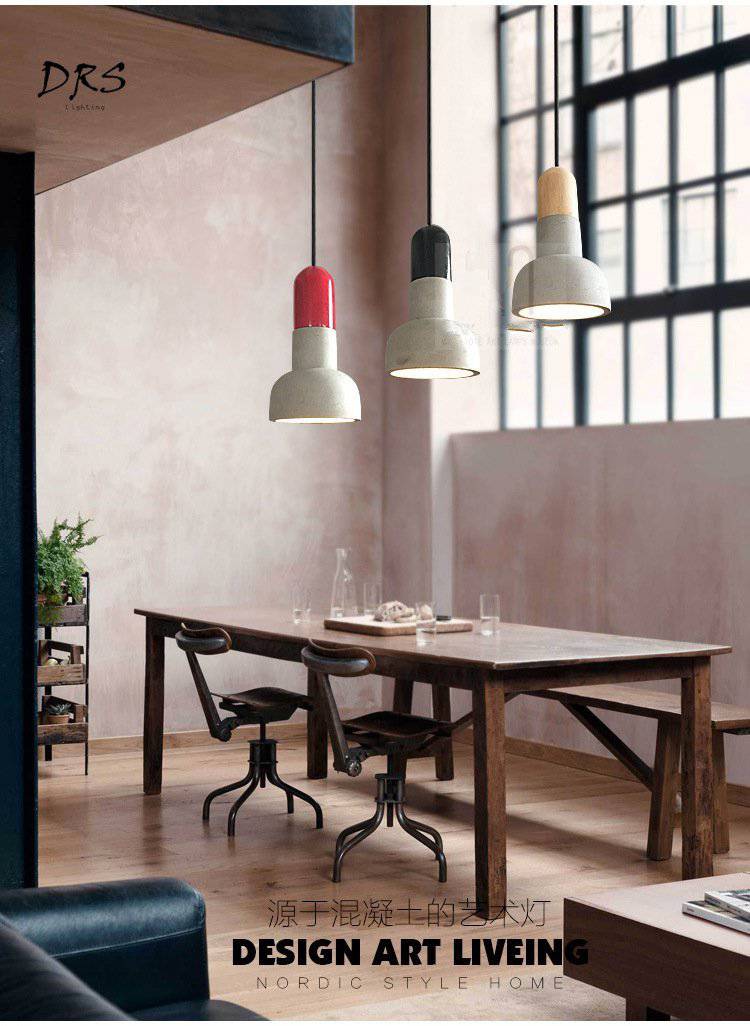 pendant light cement style design and Nordic colored base