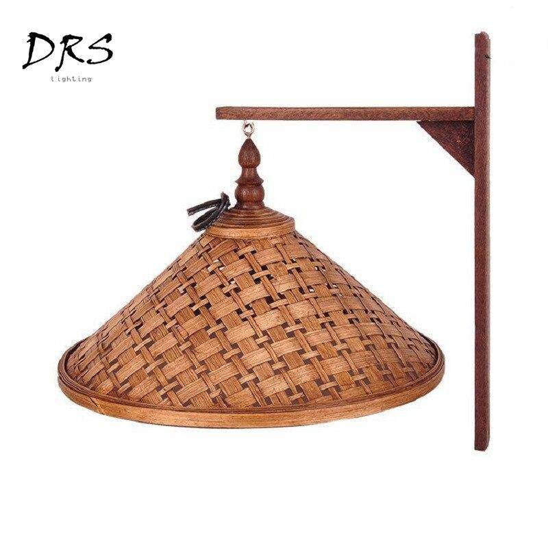 wall lamp with lampshade conical bamboo hanging Chinese