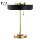 Lampe de chevet doré et abat-jour métal noir cylindrique Mesa