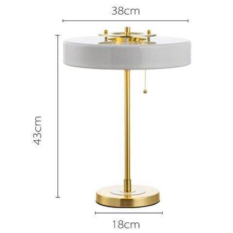 Bedside lamp gold and lampshade black metal cylindrical Mesa