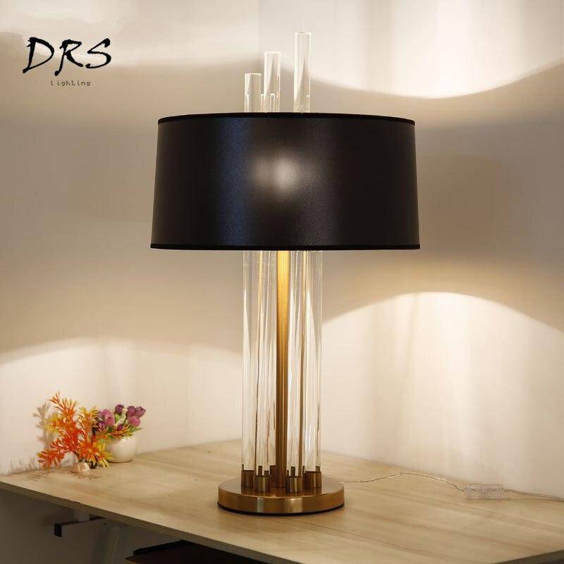 Bedside lamp in gold glass and lampshade black Designer