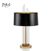 Lampe de chevet dorée en verre et abat-jour noir Designer