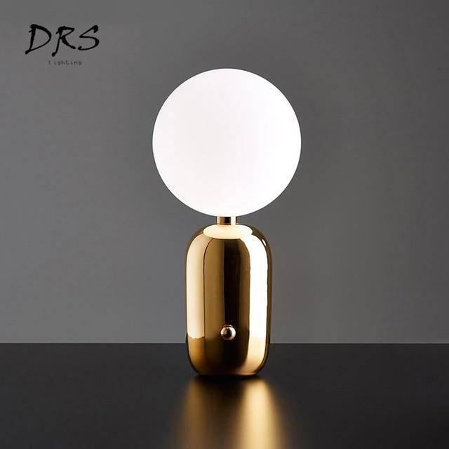 Design bedside lamp chrome with glass ball Modern