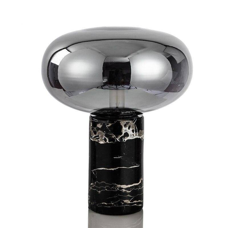 Lámpara de mesa LED de mármol y vidrio de color Domino