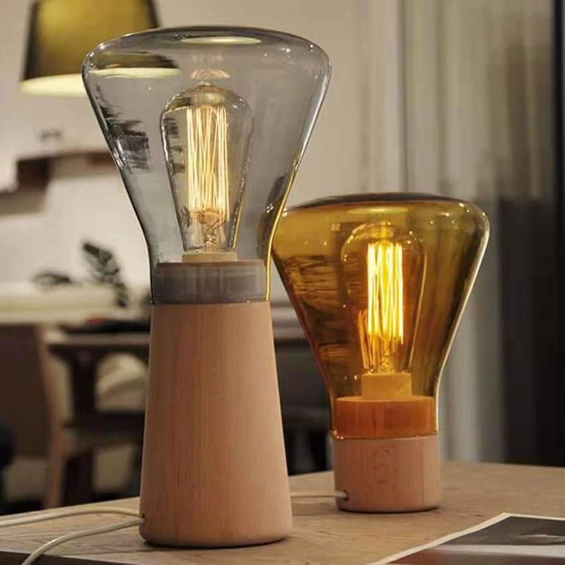 Aurora glass and wood design table lamp