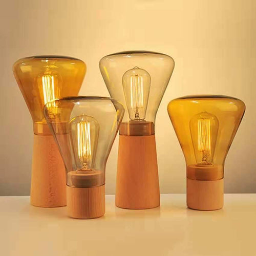 Aurora glass and wood design table lamp