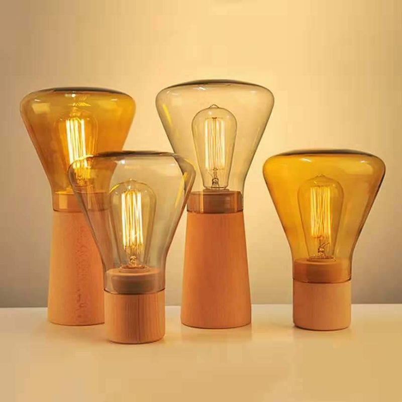 Lampe à poser design en verre et bois Aurora