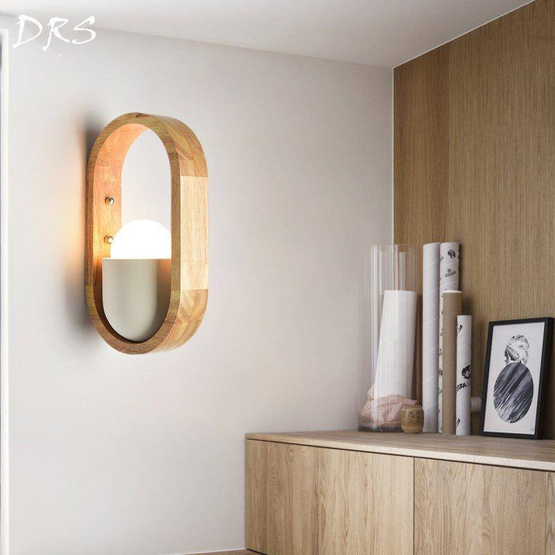 Applique murale en bois arrondi avec lampe intérieur Studio