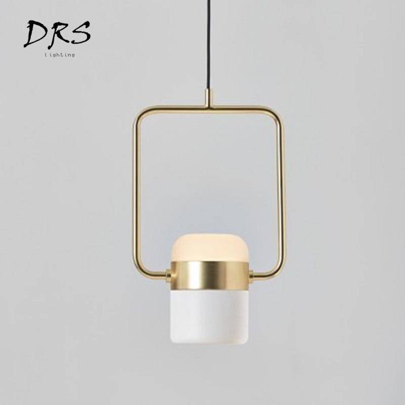 Suspension design en aluminium carré doré à LED avec lampe - vue 2 sur 12
