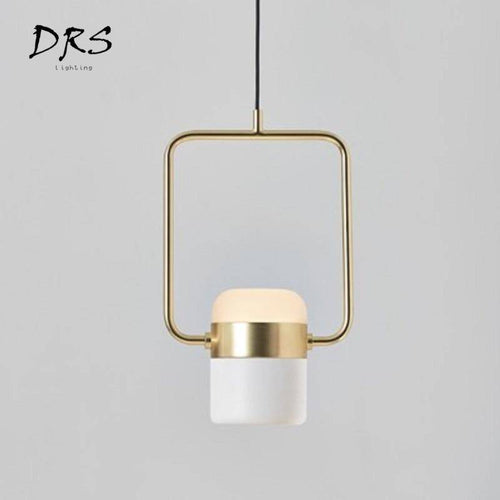 Lámpara de suspensión design en aluminio dorado cuadrado con lámpara LED