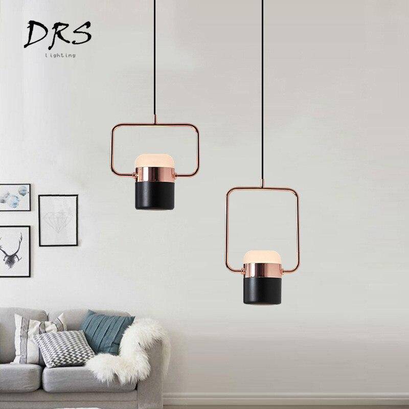 pendant light golden square aluminum design with LED lamp