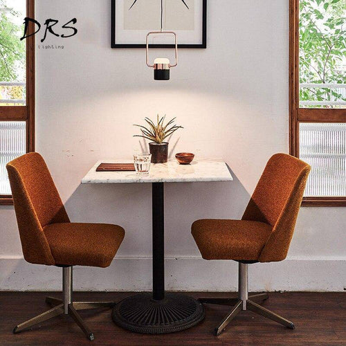 Suspension design en aluminium carré doré à LED avec lampe - vue 8 sur 12