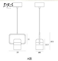 Suspension design en aluminium carré doré à LED avec lampe