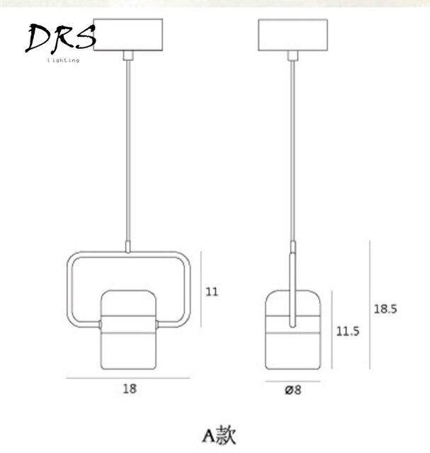 Suspension design en aluminium carré doré à LED avec lampe - vue 5 sur 12
