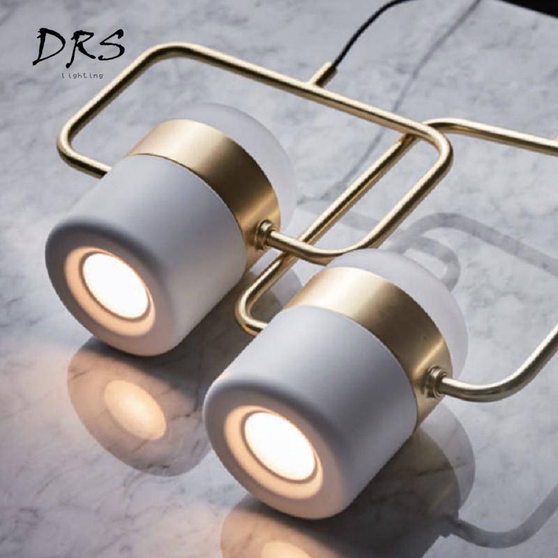 Suspension design en aluminium carré doré à LED avec lampe - vue 11 sur 12