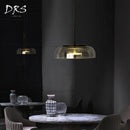 Suspension design à LED en verre arrondi Steel