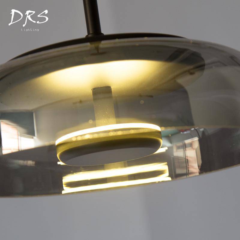 Suspension design à LED en verre arrondi Steel - vue 6 sur 7