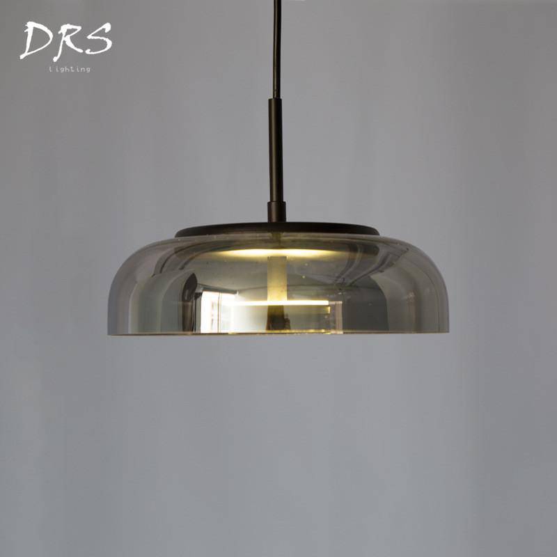 Suspension design à LED en verre arrondi Steel - vue 5 sur 7
