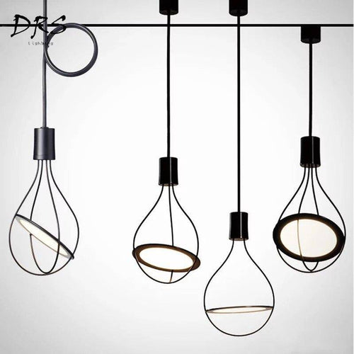 pendant light LED with lamp in bar cage