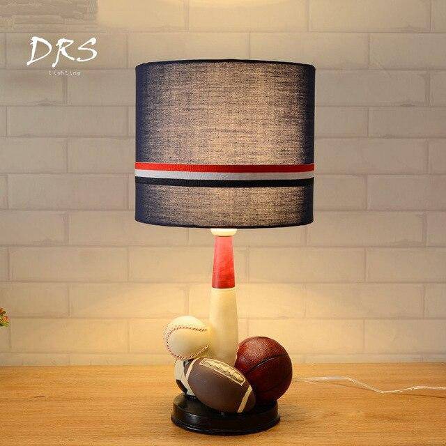 Children's bedside lamp with sports balls and lampshade