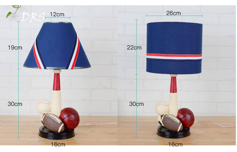 Children's bedside lamp with sports balls and lampshade