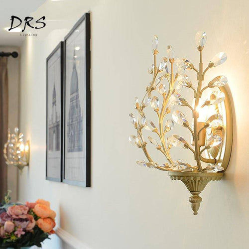 wall lamp crystal flowered wall hanging