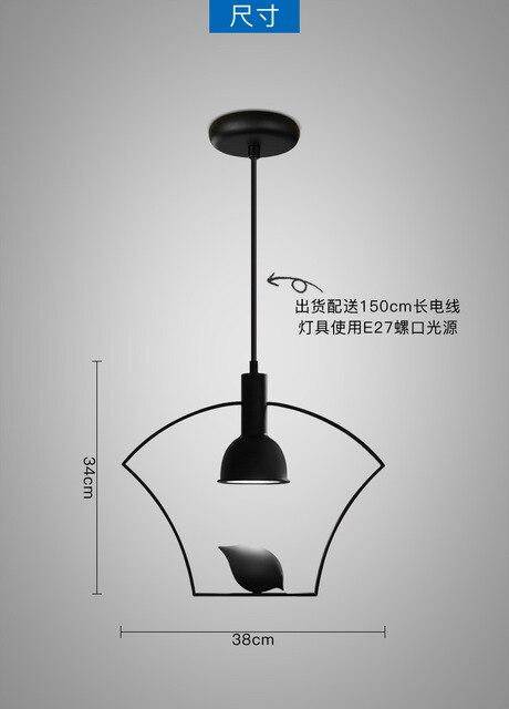 Lámpara de suspensión forma metálica con pájaro colgante
