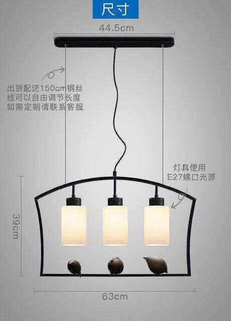 Lámpara de suspensión forma metálica con pájaro colgante