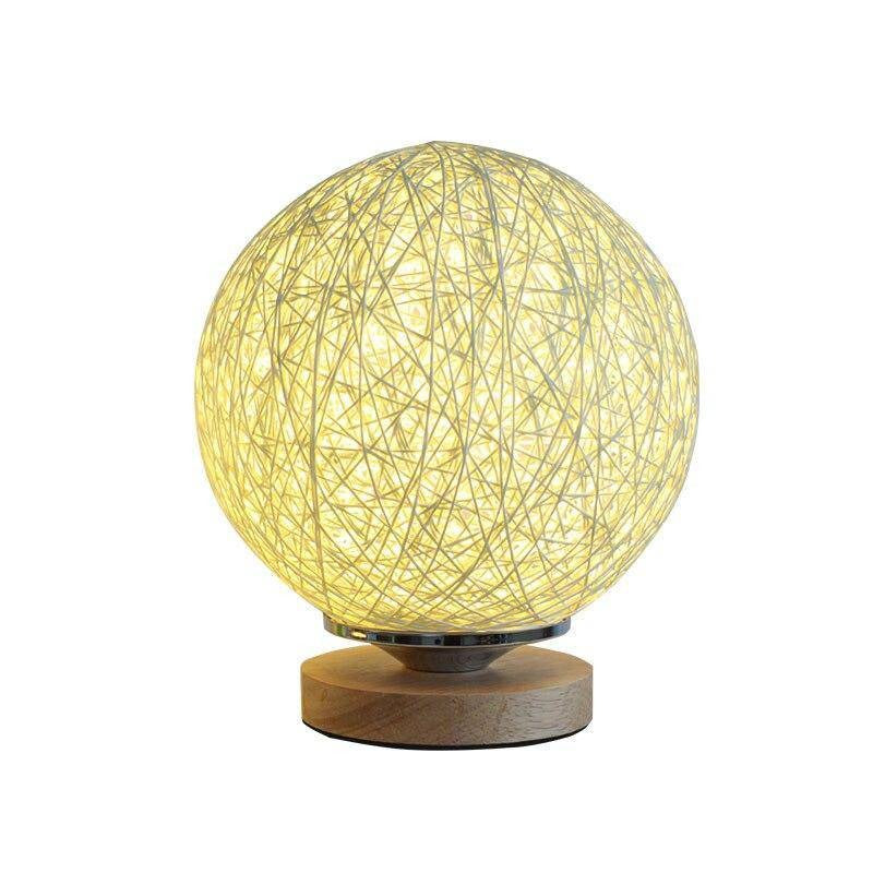 Lampe de chevet boule en bois