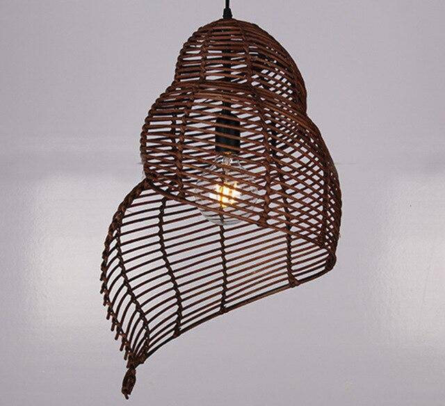 pendant light Asian wooden spiral