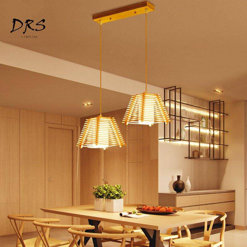 Suspension LED cage conique en bois - vue 4 sur 10