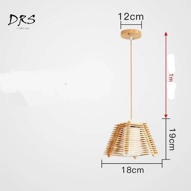 Suspension LED cage conique en bois