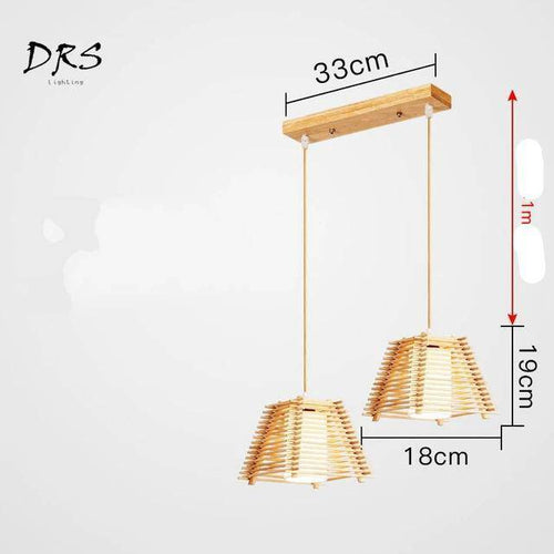 Suspension LED cage conique en bois