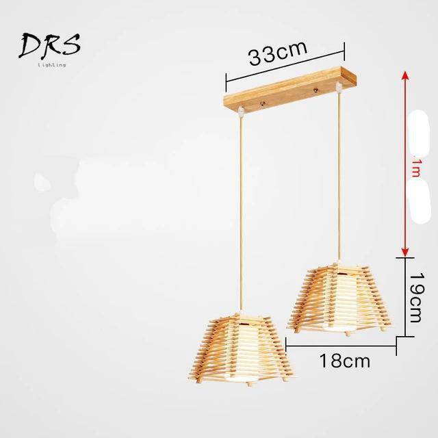 pendant light LED conical wooden cage