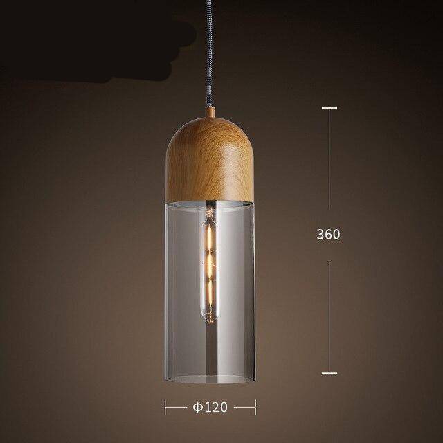 Suspension LED cylindrique en bois et verre Loft