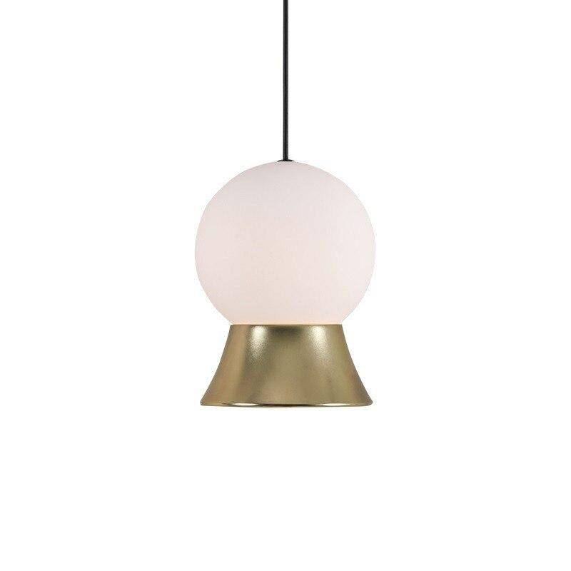 Suspension et lustre design à LED avec boule en verre et support dorée - vue 10 sur 14