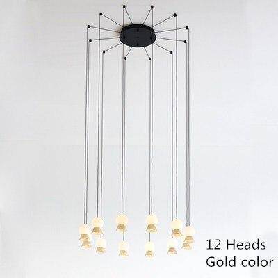 Suspension et lustre design à LED avec boule en verre et support dorée